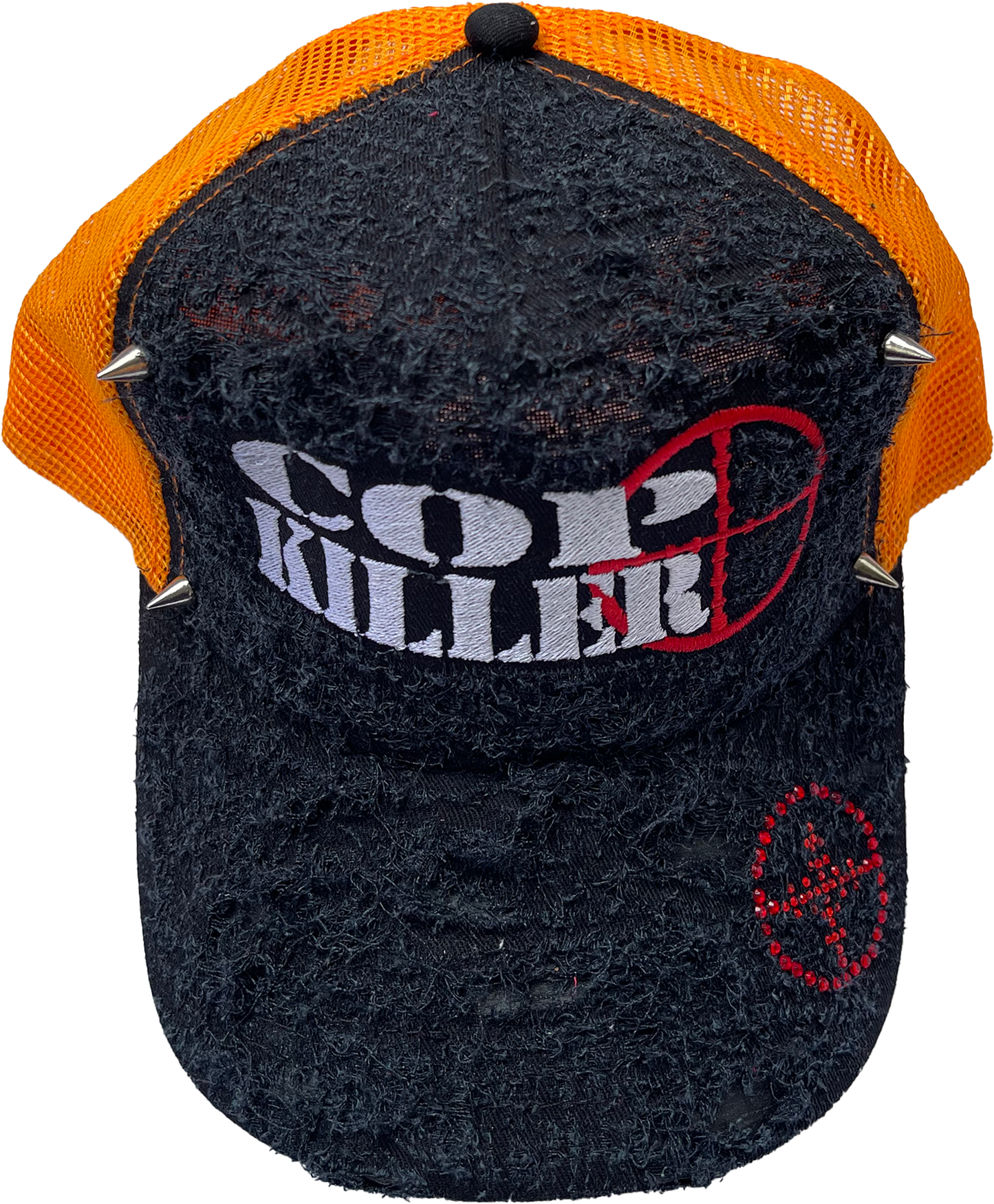 BLACK/ORANGE LOGO TRUCKER