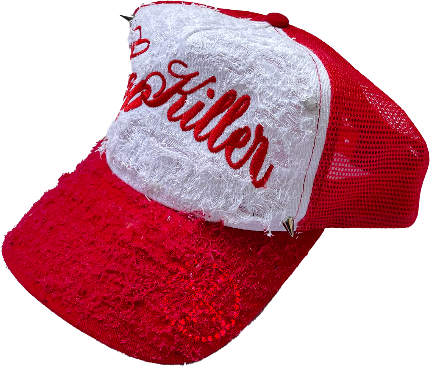 RED/WHITE ITALICS LOGO TRUCKER