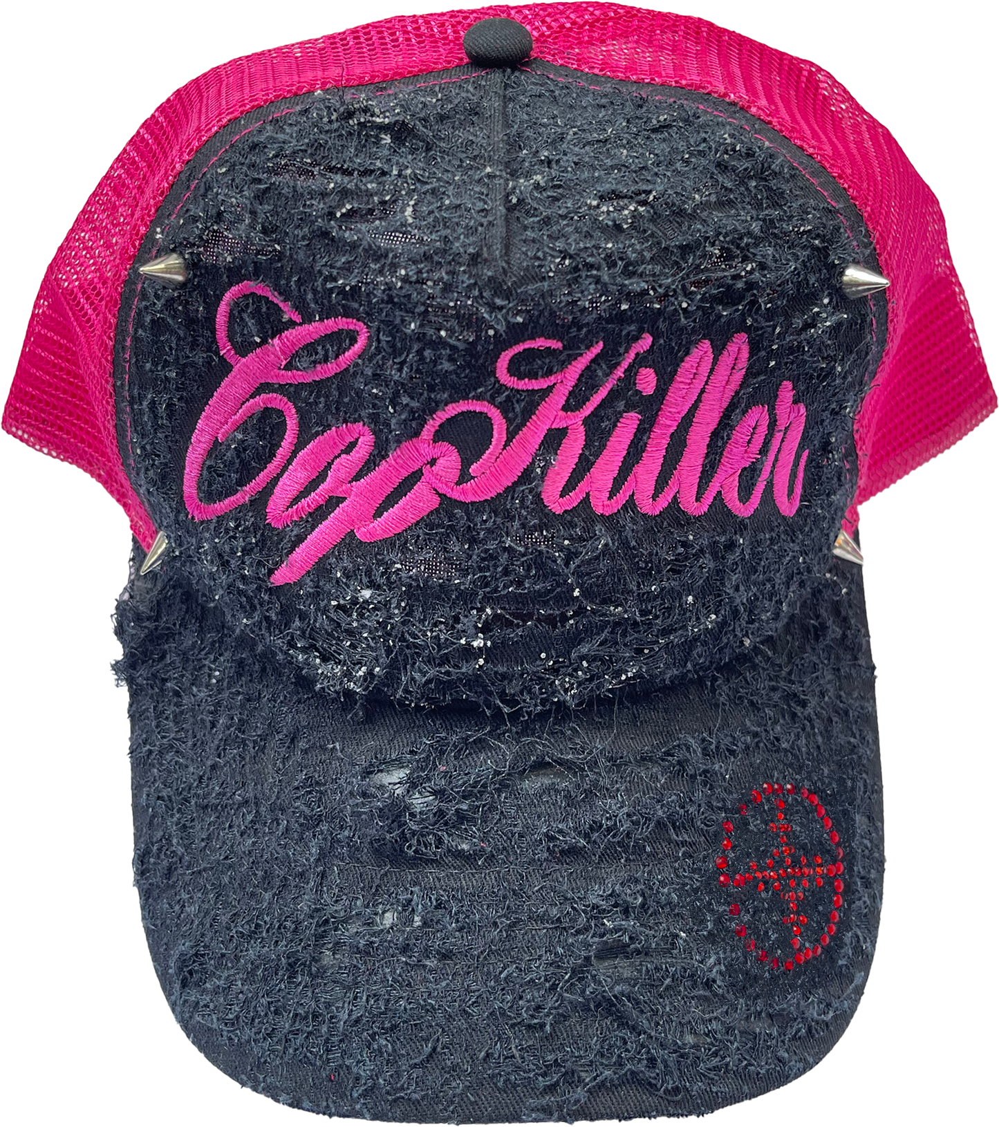 BLACK/PINK ITALICS LOGO TRUCKER