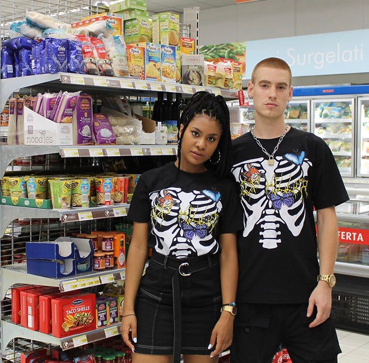 BLACK BUTTERFLY BONES TEE