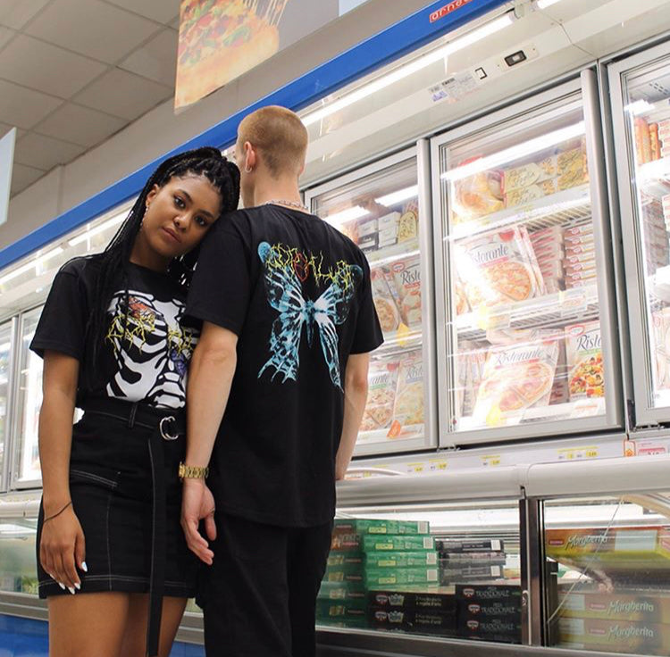 BLACK BUTTERFLY BONES TEE