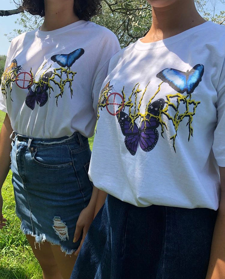 WHITE BUTTERFLY TEE