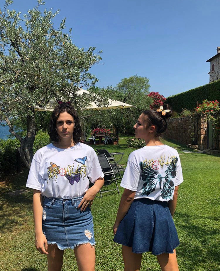 WHITE BUTTERFLY TEE