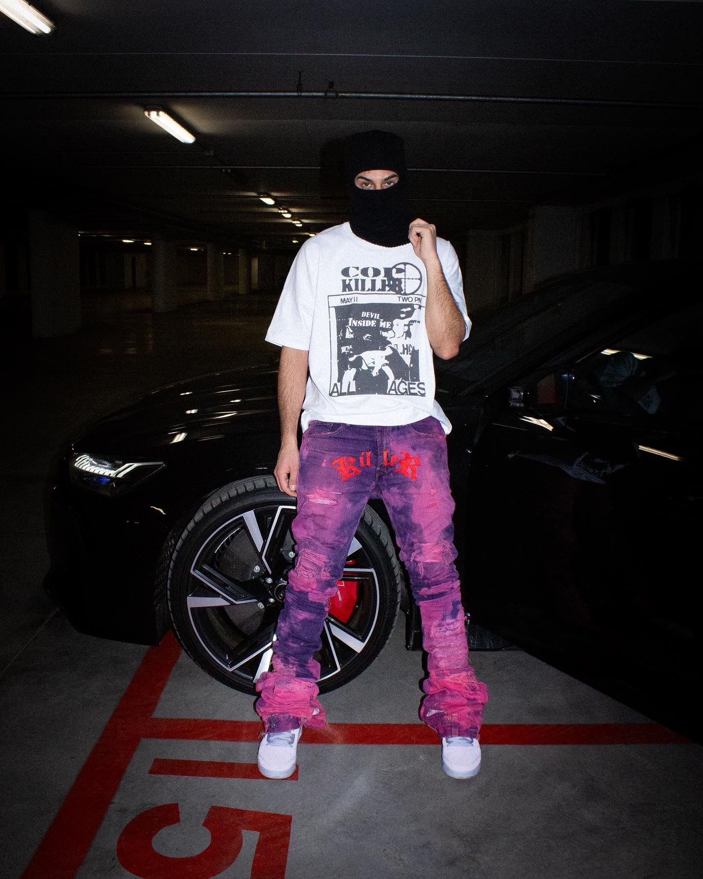 AFTERLIFE TULIP RED KILLER SNAKE JEANS