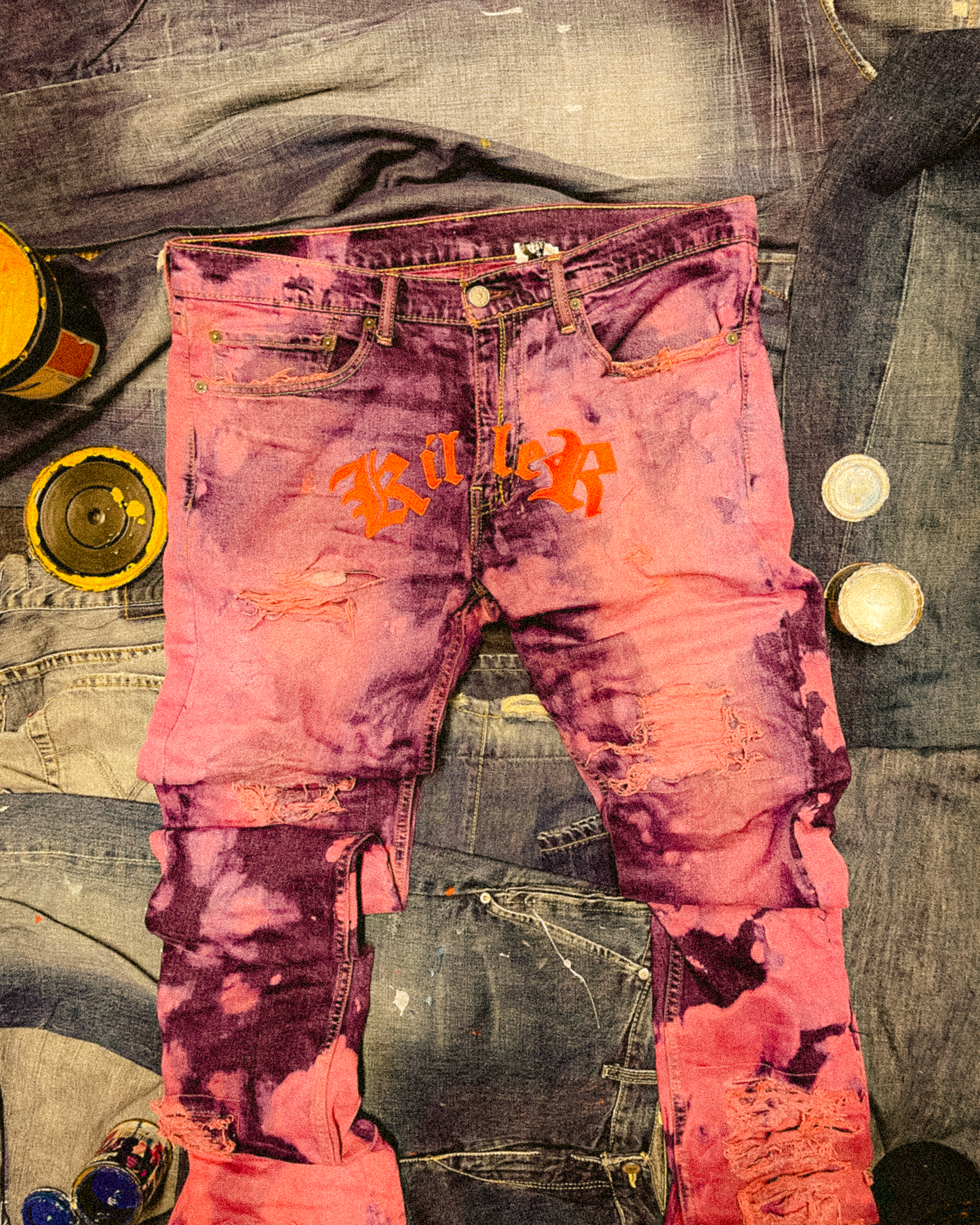 AFTERLIFE TULIP RED KILLER SNAKE JEANS