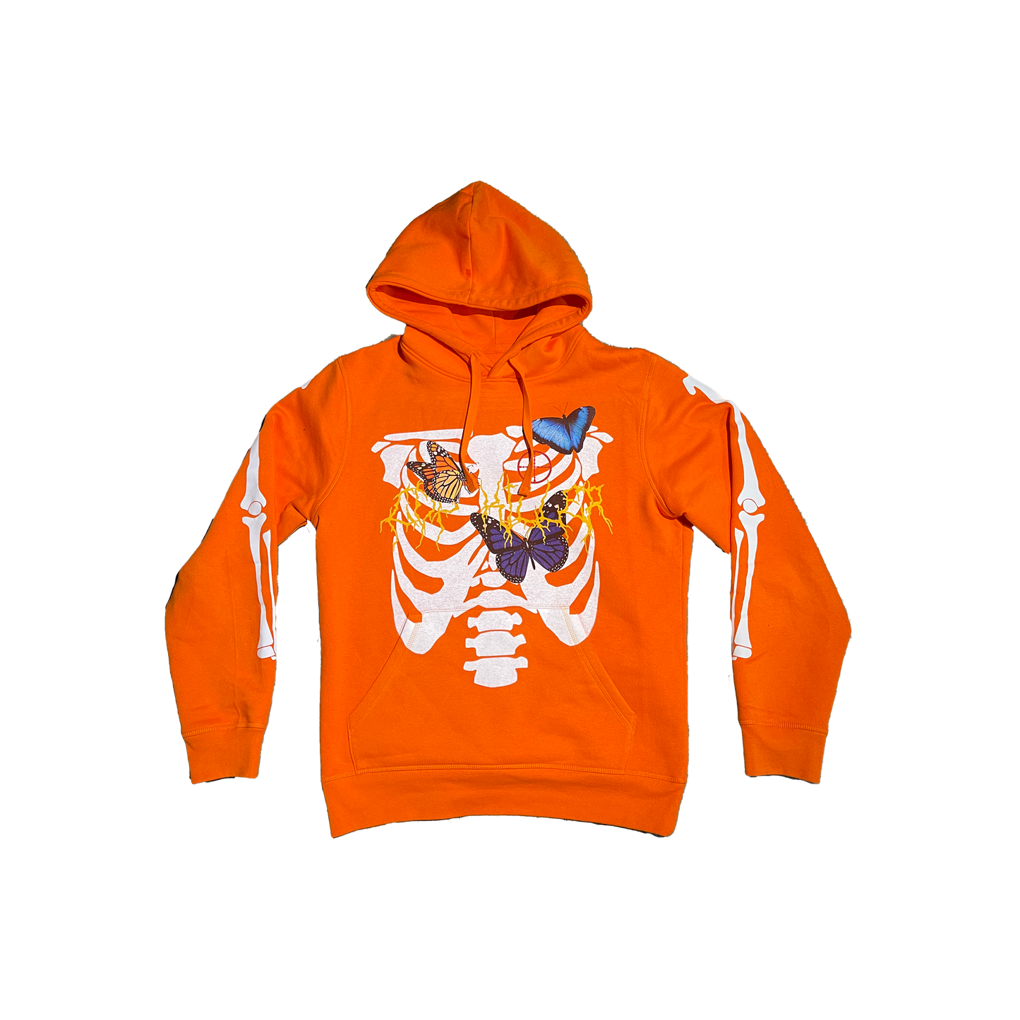 ORANGE BUTTERFLY BONES HOODIE