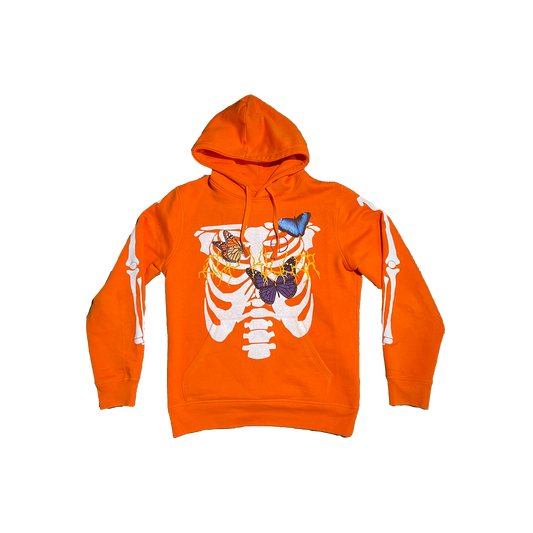 ORANGE BUTTERFLY BONES HOODIE