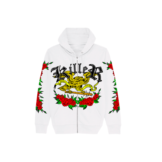 EAGLE ROSES WHITE HOODIE
