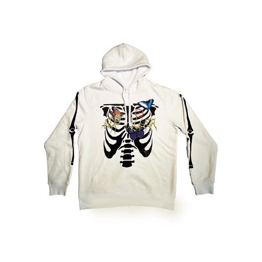 WHITE BUTTERFLY BONES HOODIE