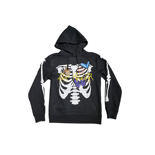 BLACK BUTTERFLY BONES HOODIE