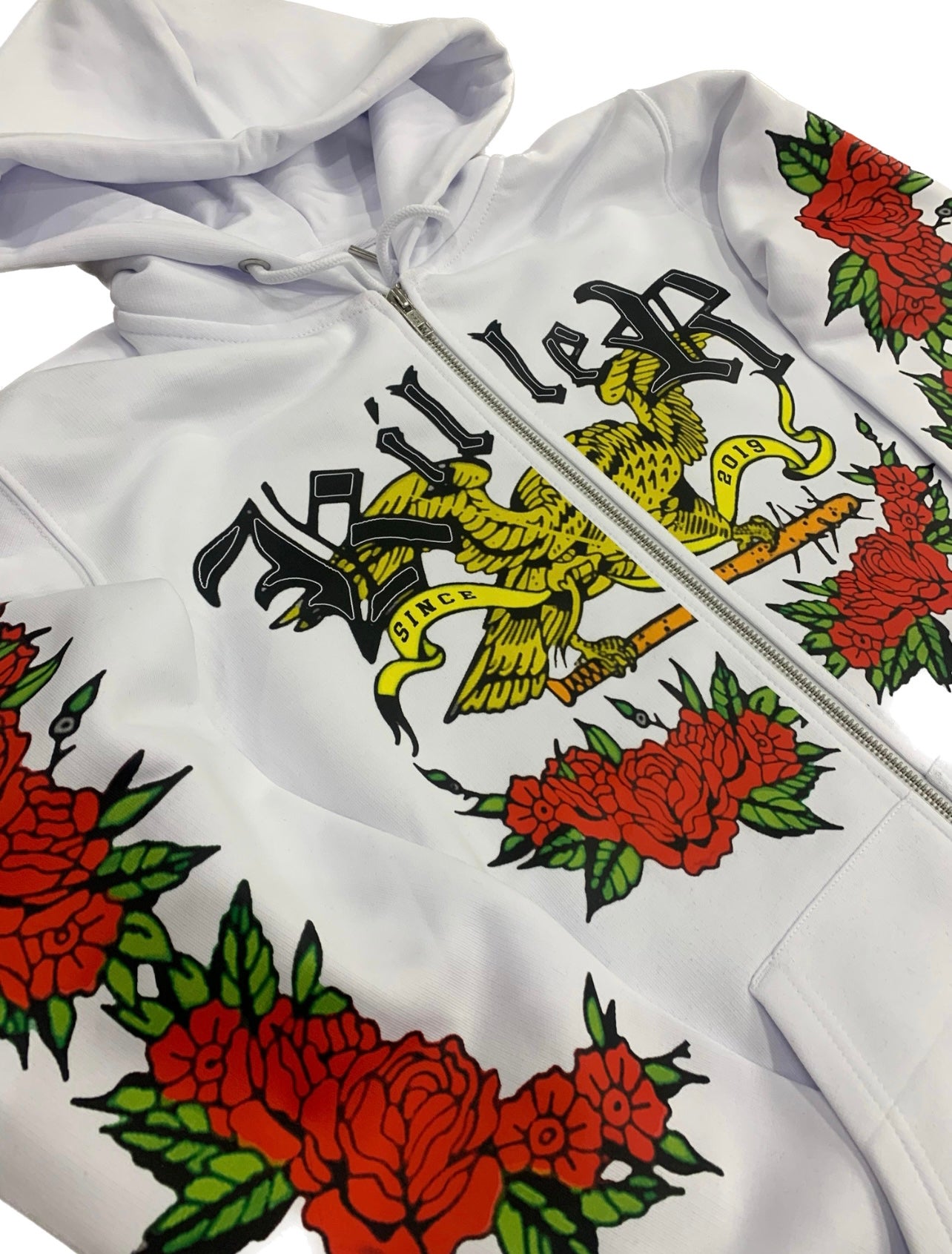 EAGLE ROSES WHITE HOODIE