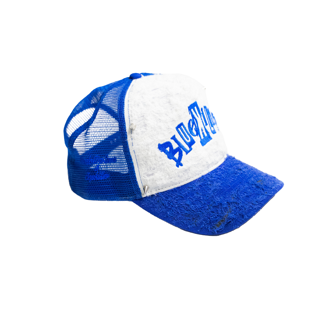 BLKR BLUE DISTRESSED TRUCKER