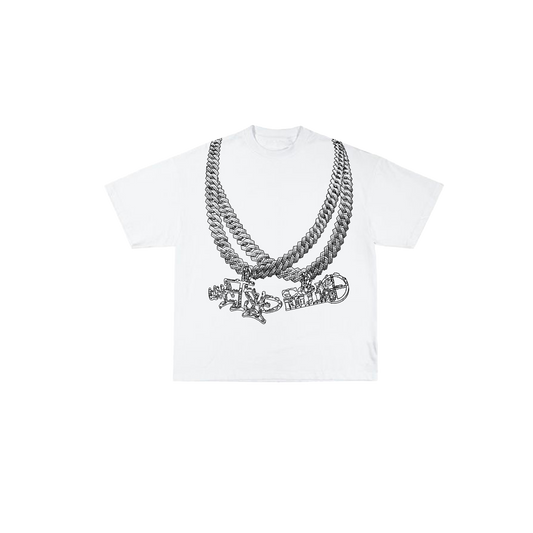 WHITE CUBAN CHAIN TEE X WHAT’SUP