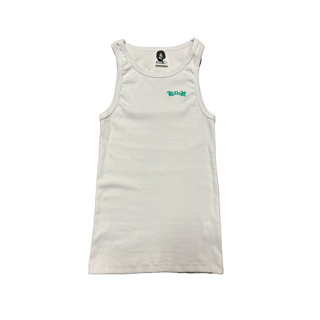 WHITE/TIFFANY SLIM RIPPED TANK TOP