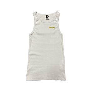 WHITE/YELLOW SLIM RIPPED TANK TOP