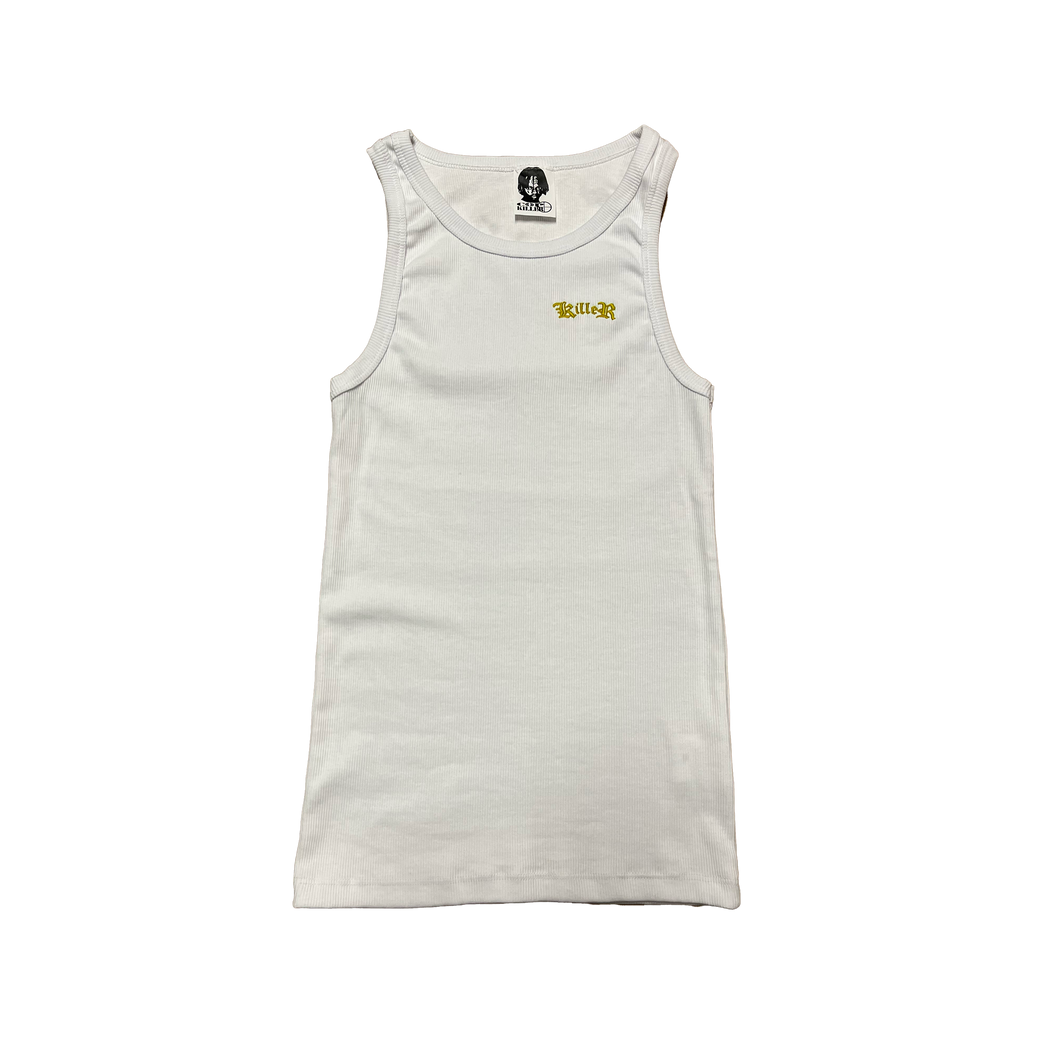 WHITE/YELLOW SLIM RIPPED TANK TOP