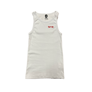 WHITE/RED SLIM RIPPED TANK TOP