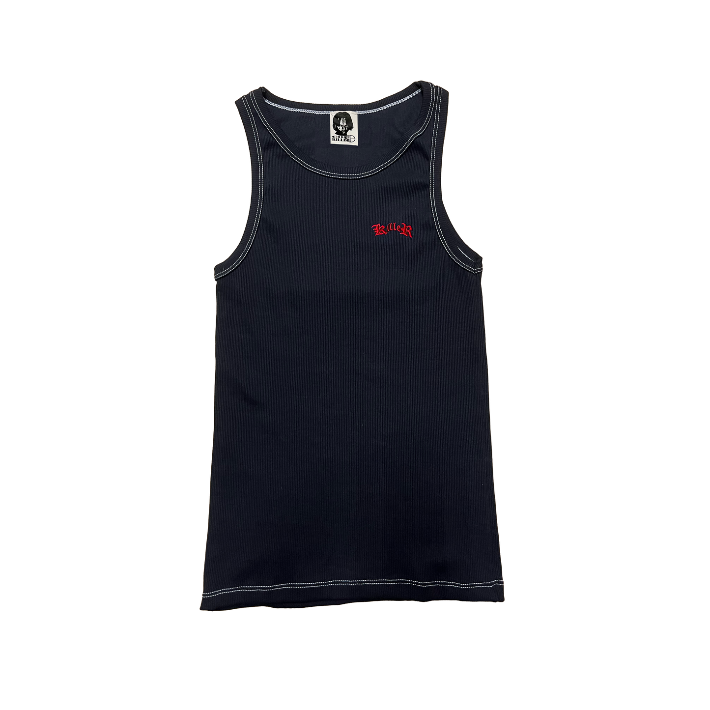 BLACK/RED SLIM RIPPED TANK TOP