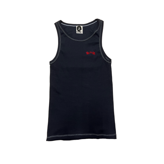 BLACK/RED SLIM RIPPED TANK TOP