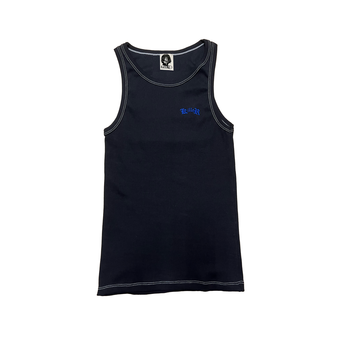 BLACK/BLUE SLIM RIPPED TANK TOP