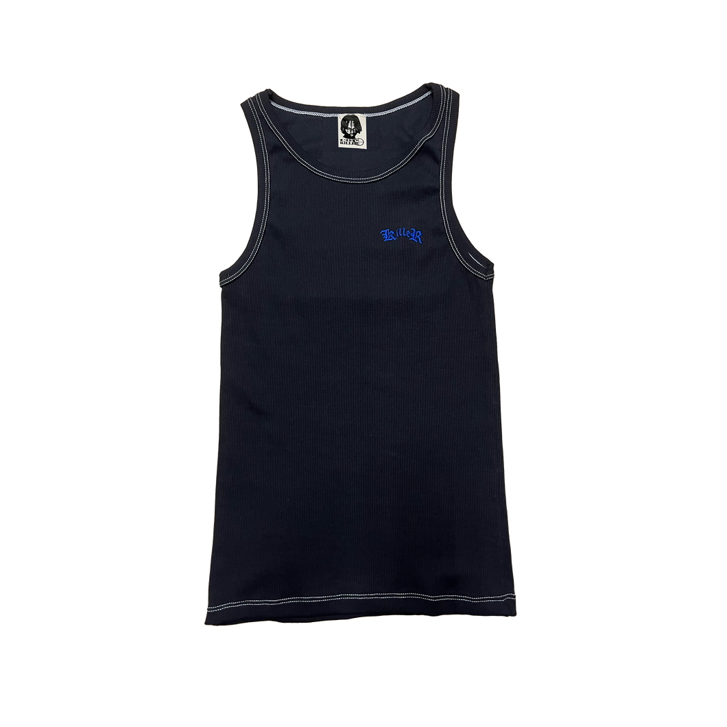 BLACK/BLUE SLIM RIPPED TANK TOP