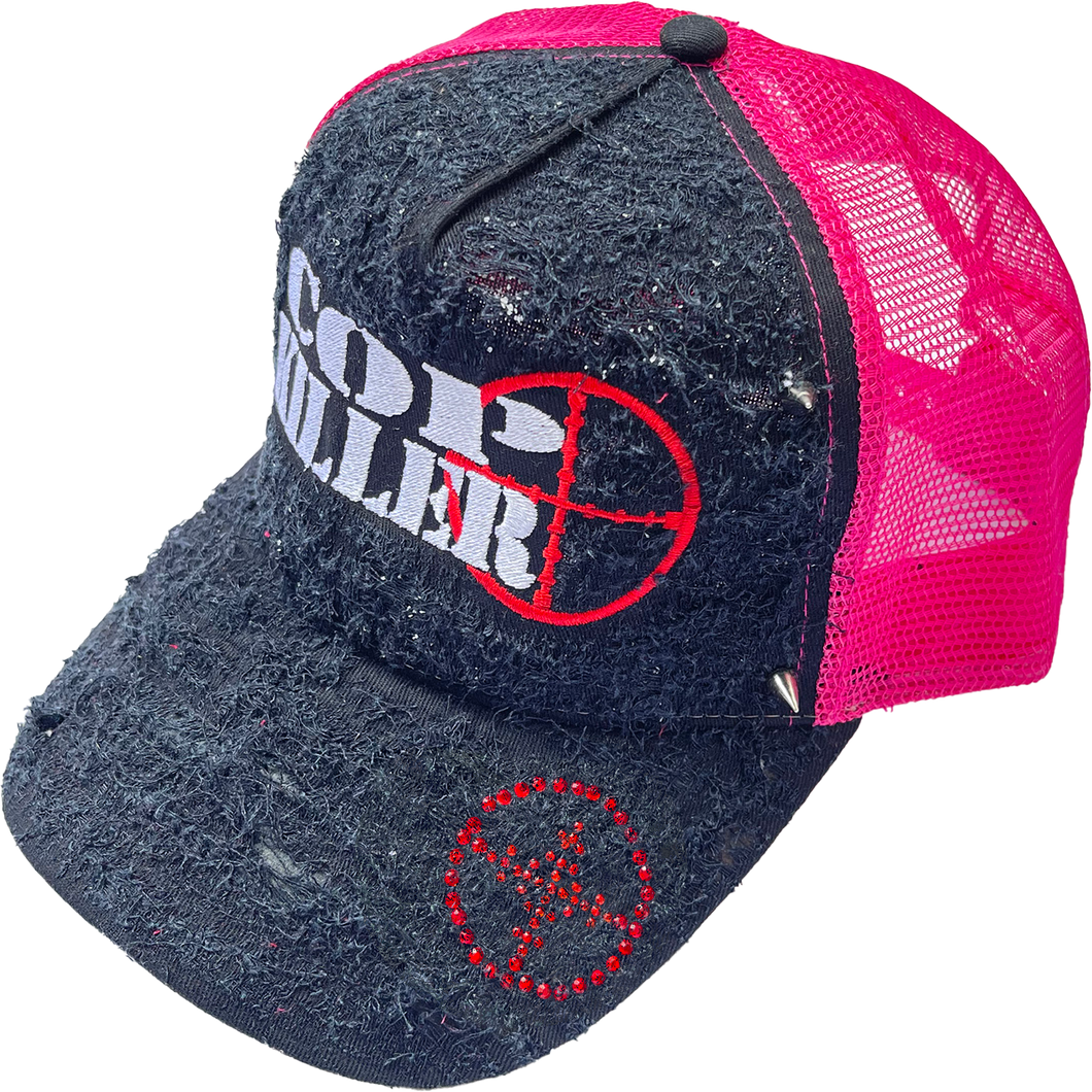 BLACK/PINK LOGO TRUCKER