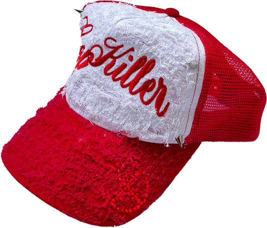 RED/WHITE ITALICS LOGO TRUCKER