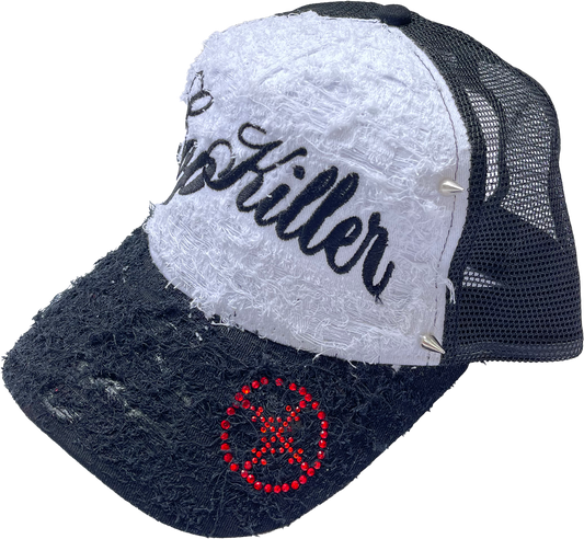 BLACK/WHITE ITALICS LOGO TRUCKER