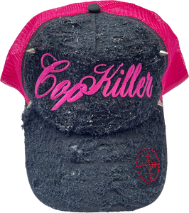 BLACK/PINK ITALICS LOGO TRUCKER