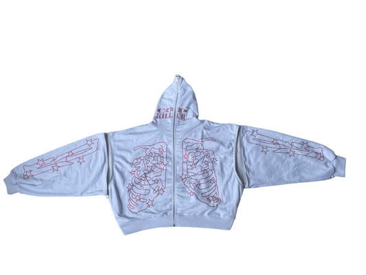 BIPOLAR KILLER REBIRTH WHITE HOODIE