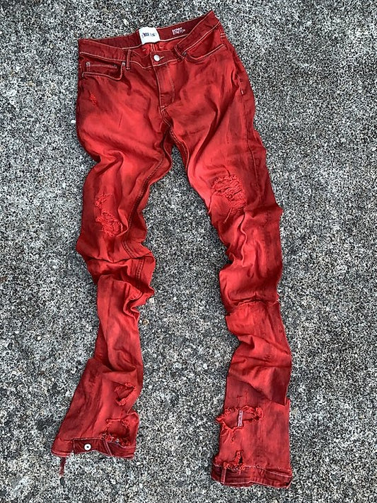 “DYED RED JEANS”