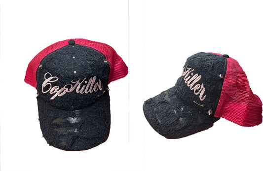 “BIPOLAR KILLER” black and pink trucker