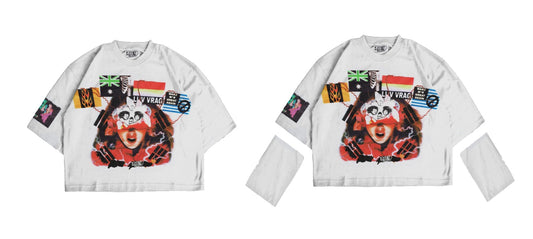 “BIPOLAR KILLER” Aise and vrago white LONG/TEE