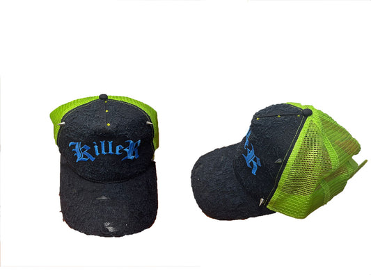 “BIPOLAR KILLER” black and green killer trucker