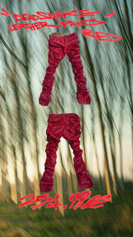 “DEAD SNAKE” red leather pants