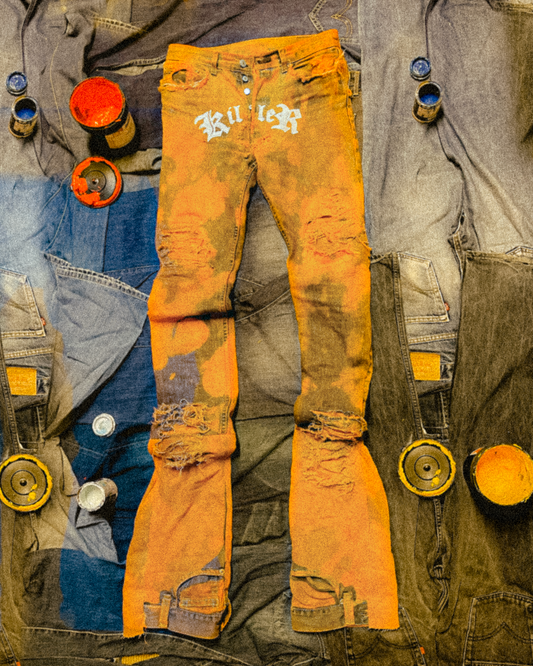 AFTERLIFE ARANCIO KILLER SNAKE JEANS