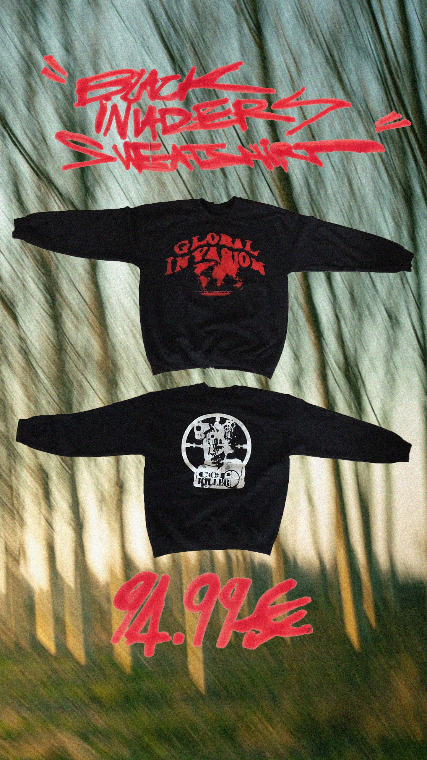 “BLACK INVADER”black sweatshirt
