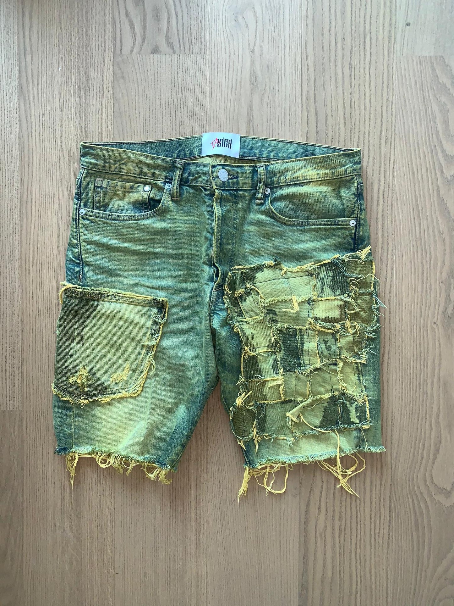 CUSTOM GREEN JEANS cop killer x sick